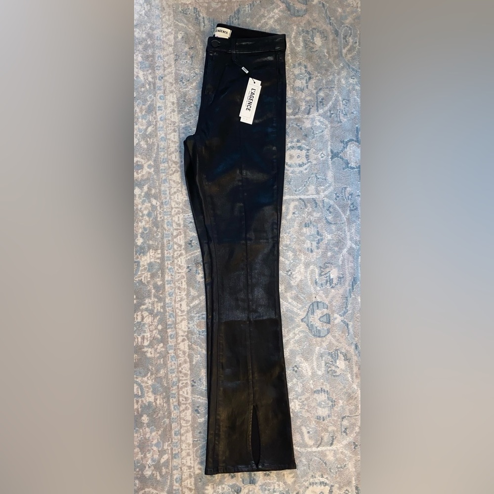 L'AGENCE Beatrix Coated Split-Hem Bootcut Jeans in Black Size 29 NWT - Picture 5 of 11